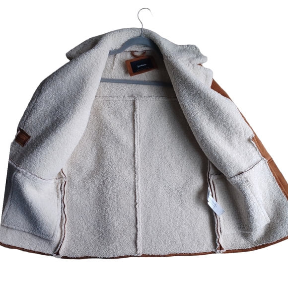 Stradivarius warm brown faux suede buttery soft coat sz S - Picture 6 of 8